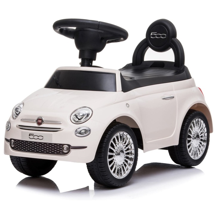 Masinuta copii, Sun Baby, Fiat 500, 61x28x38,3 cm, Alb/Negru