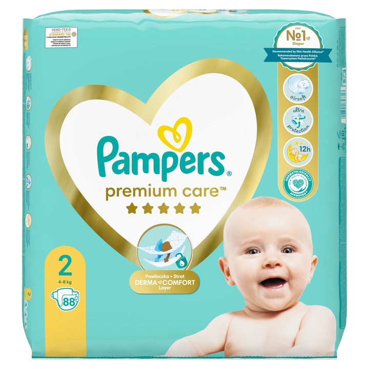 Set 88 scutece, Pampers, 4-8 kg, Marime 2