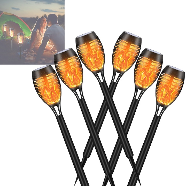 Set 6 lampi solare, Negru