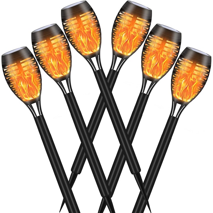 Комплект от 6 соларни лампи, черни