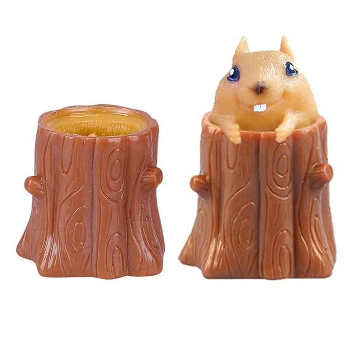 2 db összenyomható mókusos játékkészlet, Nybgyy, Sensorial, Antistress, Barna