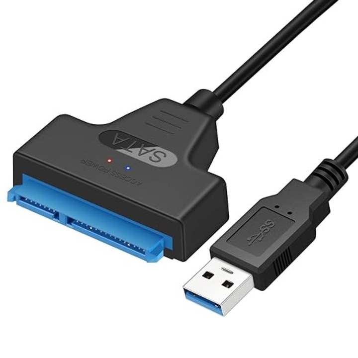 USB 2.0 към SATA адаптер, JENUOS®, за HDD/SSD, Plug and play, 20 см, черен