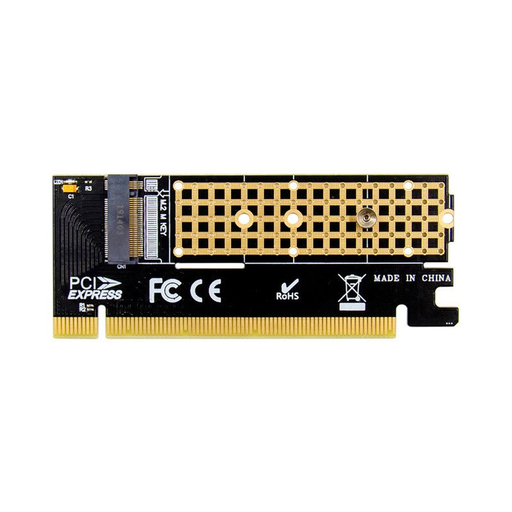 Адаптер M.2 NVME към PCI-E x16, JENUOS®, за SATA SSD, черен
