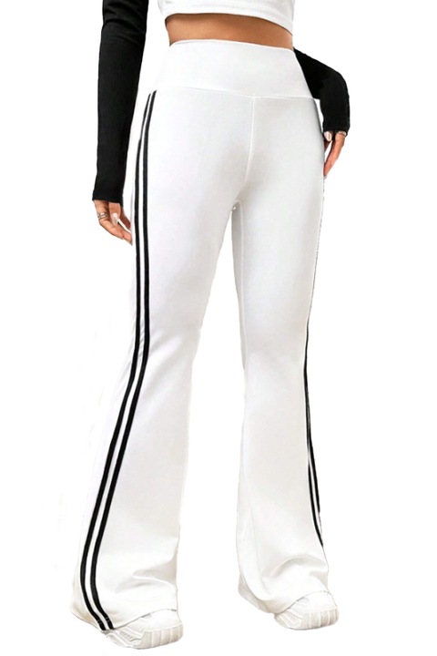 Разкроен спортен панталон Gimel, с контрастни странични ленти и широка оформяща лента, Бял