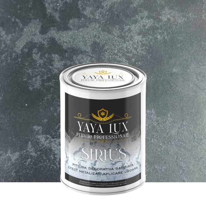 Vopsea Decorativa de Lux Sirius, Negru, Finisaj Mat cu Perle de Sticla, 2,5 Litri, YaYa Color