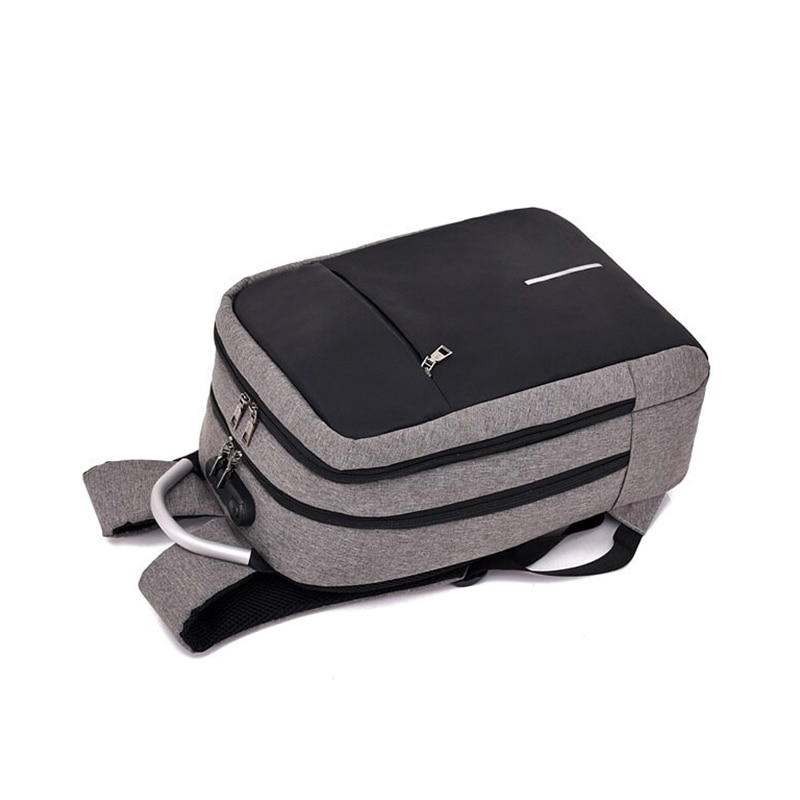 Rucsac impermeabil, cu sistem antifurt, port USB, 45x14x30cm, 25litri, negru si gri