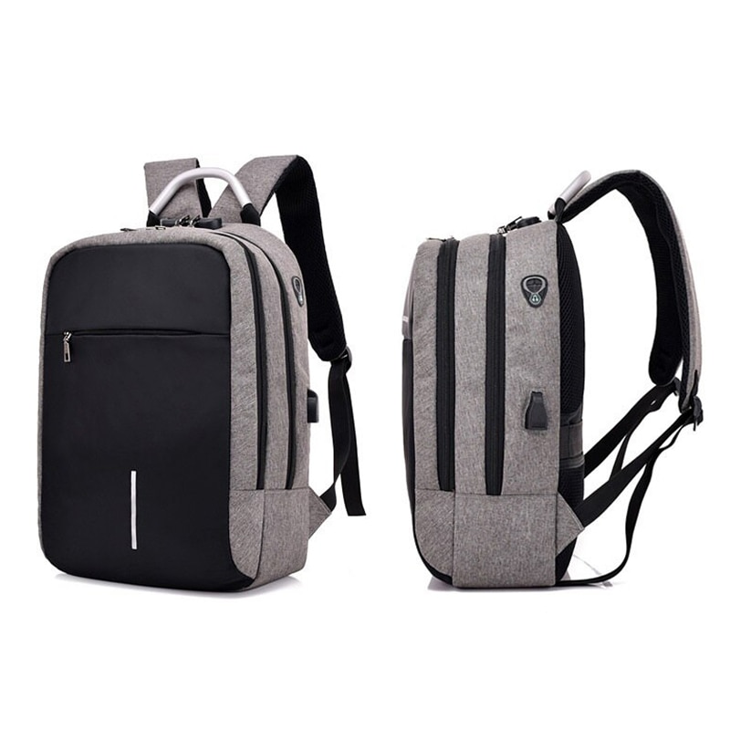 Rucsac impermeabil, cu sistem antifurt, port USB, 45x14x30cm, 25litri, negru si gri