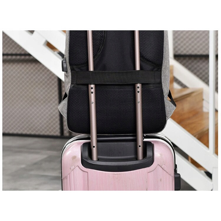 Rucsac impermeabil, cu sistem antifurt, port USB, 45x14x30cm, 25litri, negru si gri