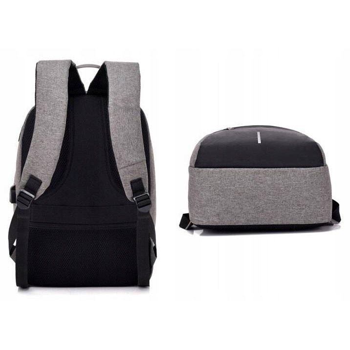 Rucsac impermeabil, cu sistem antifurt, port USB, 45x14x30cm, 25litri, negru si gri