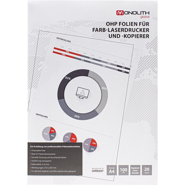 Фолио за печат на цветен лазерен принтер, А4 100 mic. оп.20, Monolith
