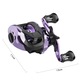 Mulineta spinning-baitcasting stanga, Axroad Mall, Raport de recuperare 7.2:1, Forta de franare statica 8 kg, Design de alarma "dadada", Rezistent la uzura si rupere, Greutate 200 g, Aliaj de aluminiu, Violet