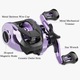 Mulineta spinning-baitcasting stanga, Axroad Mall, Raport de recuperare 7.2:1, Forta de franare statica 8 kg, Design de alarma "dadada", Rezistent la uzura si rupere, Greutate 200 g, Aliaj de aluminiu, Violet