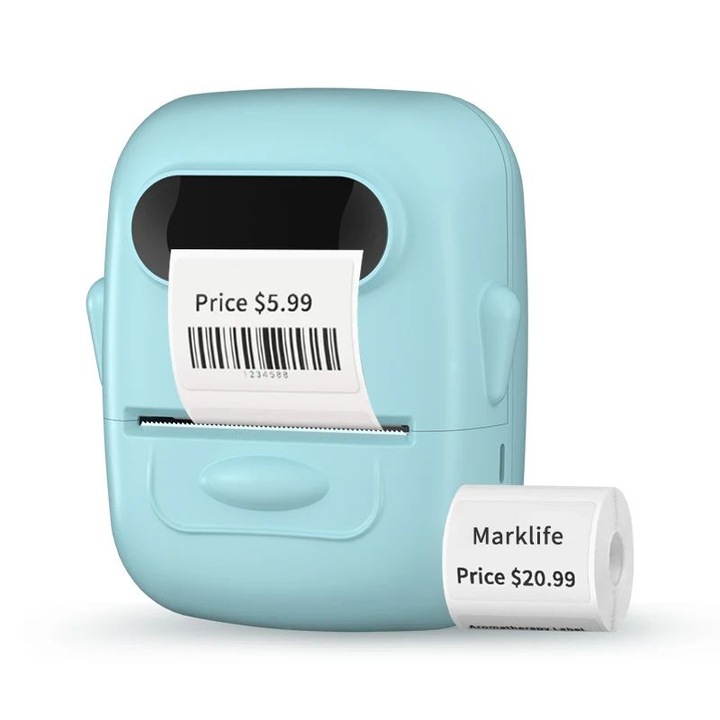 Imprimanta termica portabila, MOSMAOO®, compatibil iOS/Android, imprimare APP, 1200mAh, 200DPI, Albastru