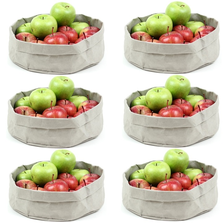 Set 6 cosuri textile paine/fructe RAKI, D26, 5xh12cm, albe