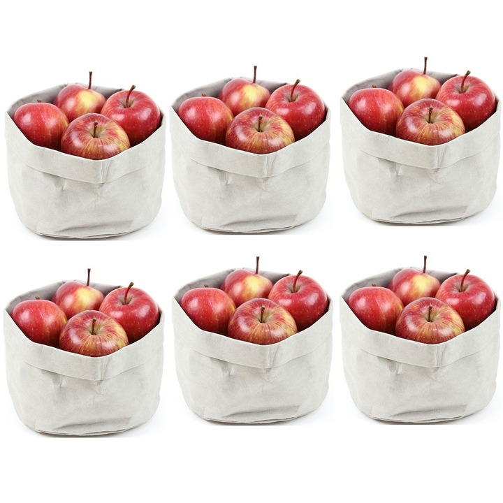 Set 6 cosuri textile paine/fructe RAKI, D13xh15cm, albe