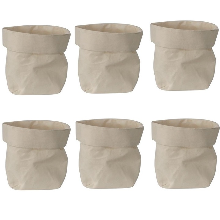 Set 6 cosuri textile paine RAKI, D15xh26cm, albe