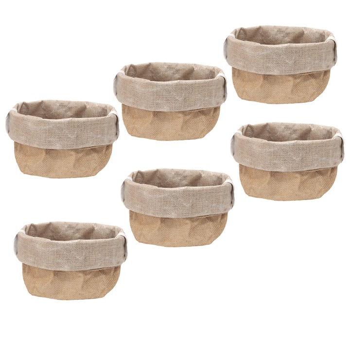 Set 6 cosuri textile paine RAKI, D15xh26cm, bej