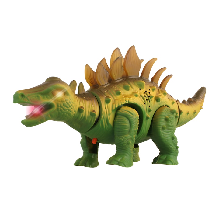 Velixo® Stegosaurus dinoszaurusz interaktív játék, valósághű mozgások, hangok, fények, mozgatható fej és farok, fejleszti a szem-kéz koordinációt, a kézügyességet és a készségeket, gyerekeknek, lányoknak és fiúknak, + 3 év, 28 x 13 cm, többszínű