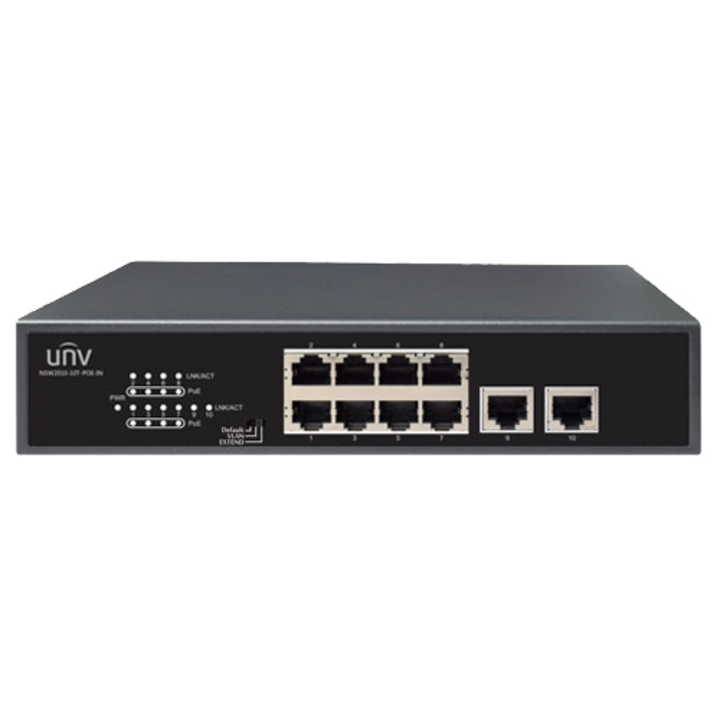 8 portos PoE switch, 2 portos RJ45 uplink az UNV NSW2010-10T-POE-IN switchhez