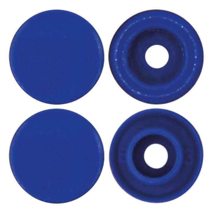 Capse plastic textile diametru 12.4 mm, finisaj lucios, 30 perechi, BabySnap, culoare jeans