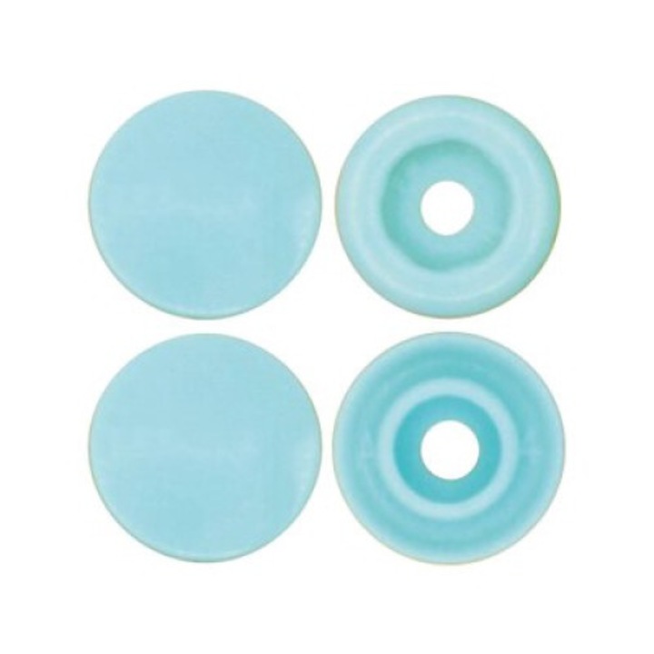 Műanyag textil kapcsok átmérője 12,4 mm, fényes felület, 30 pár, BabySnap, aqua szín