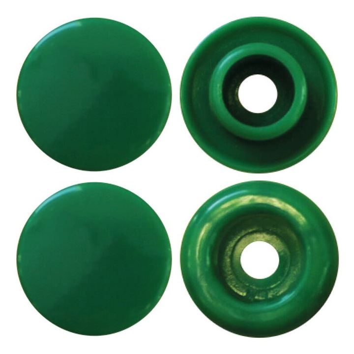 Capse plastic textile diametru 12.4 mm, finisaj lucios, 30 perechi, BabySnap, culoare verde