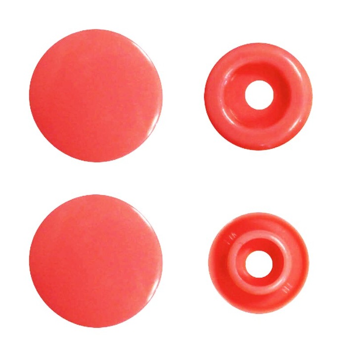 Capse plastic textile diametru 12.4 mm, finisaj lucios, 30 perechi, BabySnap, culoare somon
