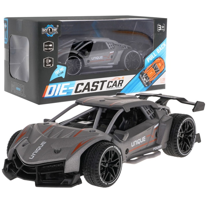 Masinuta copii, Metal, Cu sunete, 16 x 8 x 4 cm, + 3 ani, Gri