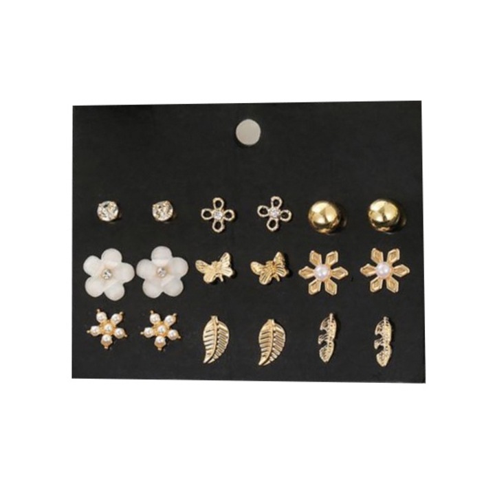 Set Cercei cu 9 Perechi, Femei, Stainless-steel, Fashion, Auriu