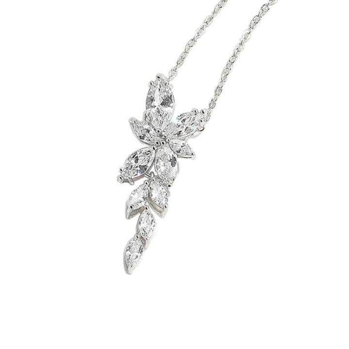 Lant Majestic Leaf, Cristale de zirconiu, Femei, Elegant, Stainless-steel, Argintiu