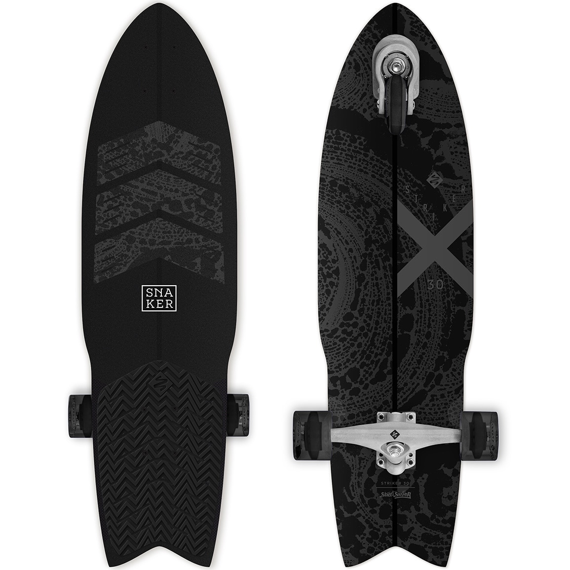 Skateboard Surf Skate STREET SURFING Black Striker, 76 x 23 cm