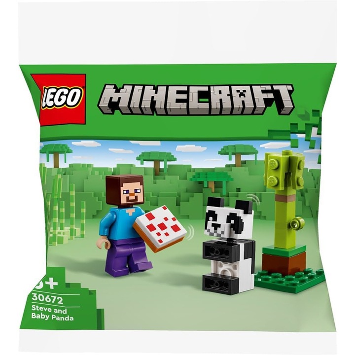 LEGO Minecraft 30672 építőkészlet, Steve és Panda bébi, 35 db, 6+ év, többszínű