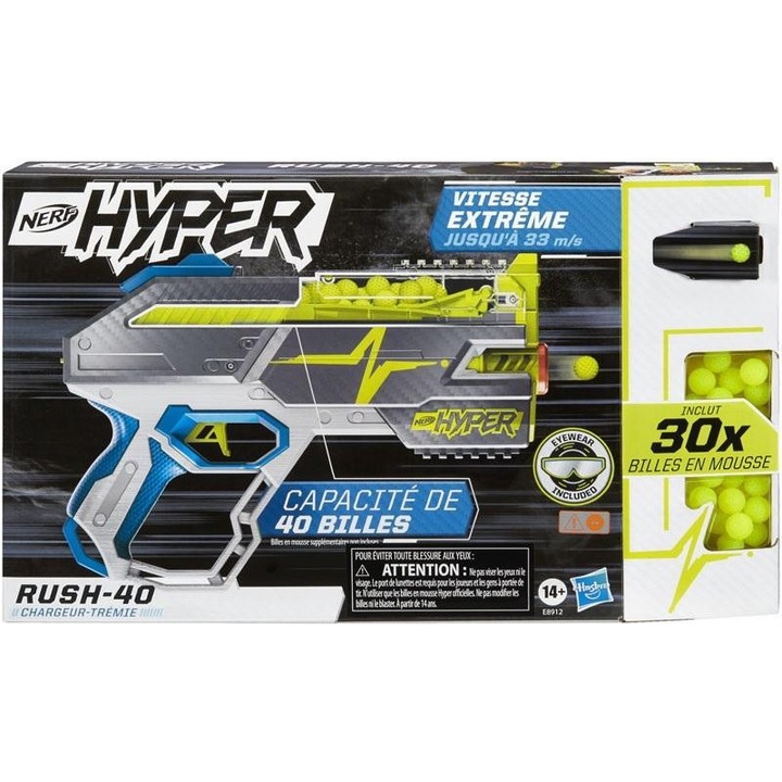 Играчка пистолет, Nerf, Hasbro, 40 топки, многоцветен