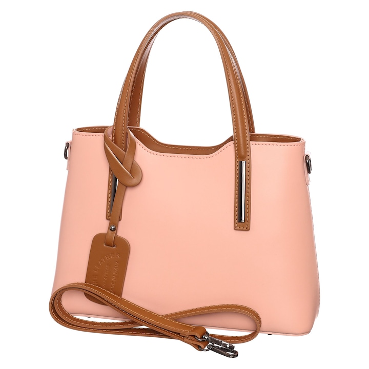 Női táska, púder, bőr, 29-31,5 x 20 x 12 cm