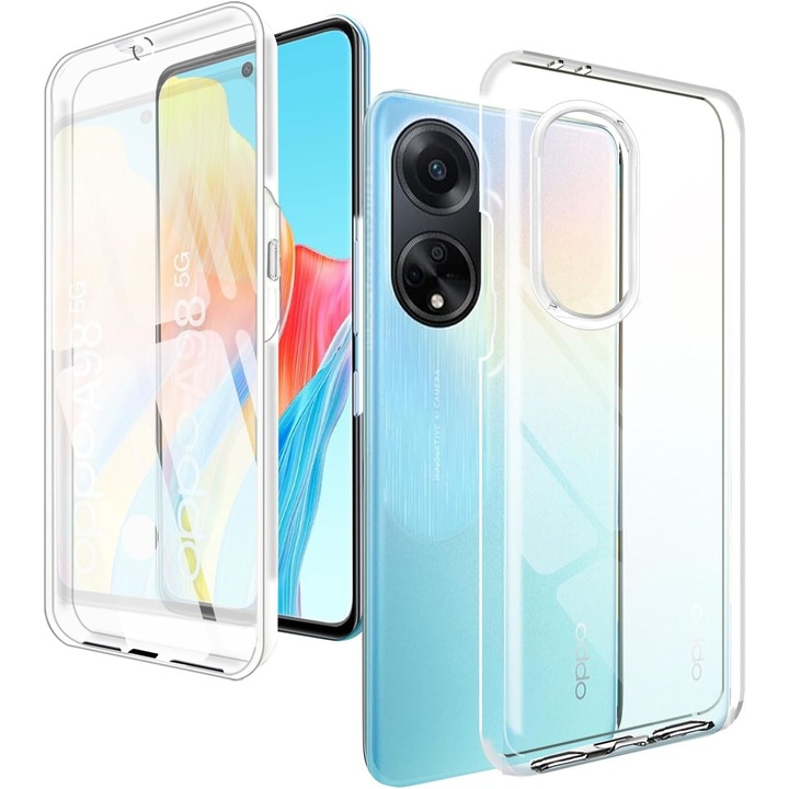 360 fedél kompatibilis az Oppo A98 - V2 átlátszó elől és hátul