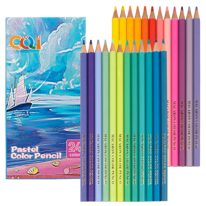 Set Creioane Colorate 24 Culori Desen Ecologice pentru Copii