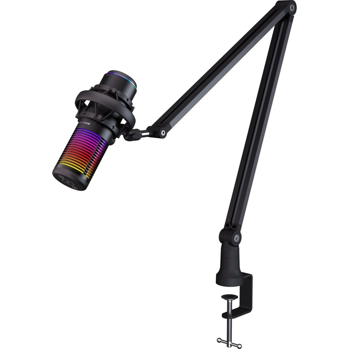 Микрофон Preyon Osprey Scream RGB, Капацитивен, Минижак 3,5 mm, USB, Черен