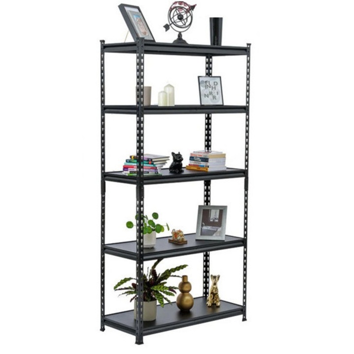 Handlekraft Univerzális fémpolc, nedvességállóság 175kg/polc, 5 db állítható polc, 180x90x30cm, acél/fekete