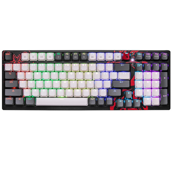 Tastatura gaming, A4Tech, S98 Naraka, BLMS Red Switches, RGB, 98 taste, 1.8m, Multicolor