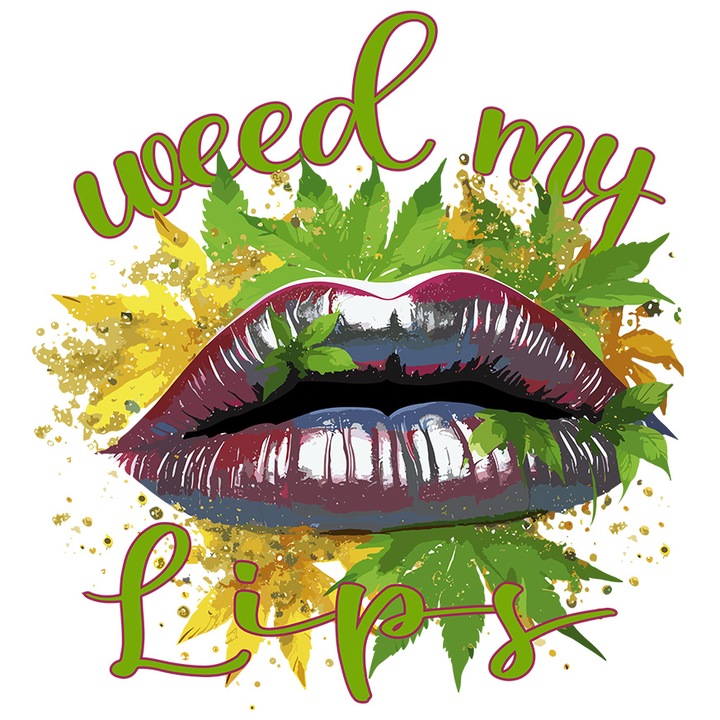 Стикер с послание "Weed my lips", 70 см