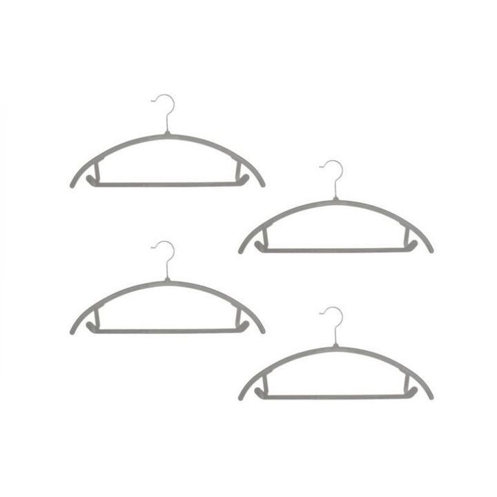 Set 4 umerase catifelate, gri, 44 cm