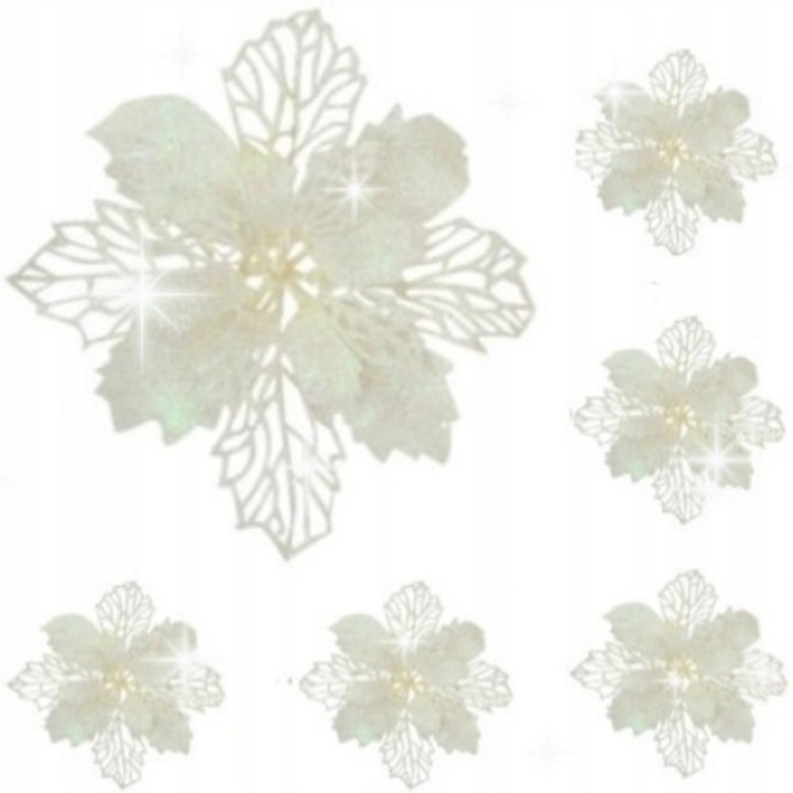 Set 6 Ornamente Brad Craciun, HomeDesign, Design Festiv Modern, Argintiu, Atmosfera Magica, Accesorii Decorative De Inalta Calitate