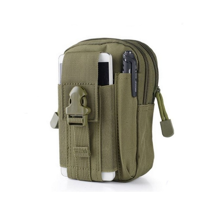Универсална тактическа чанта, калъф с множество джобове, водоустойчива, зелена, 17,5x12x6 см