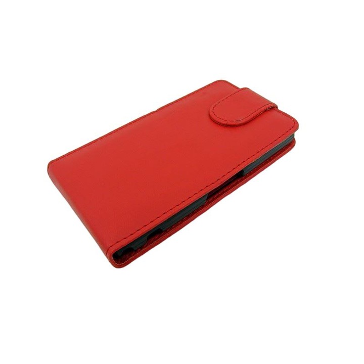 Калъф за телефон тип книжка, екологична кожа, червен за Sony Xperia Z1 Mini Compact, екологична кожа/TPU