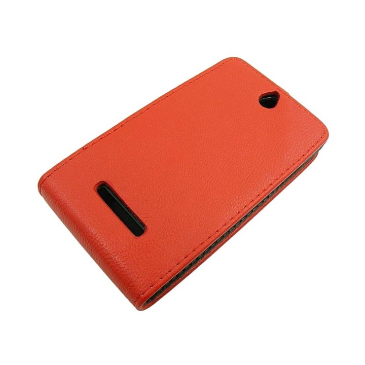 КНИГА Вертикален капак Elegance със защитно фолио, екологична кожа/TPU, червен, за Samsung Galaxy S III mini / Sony Xperia E C1504