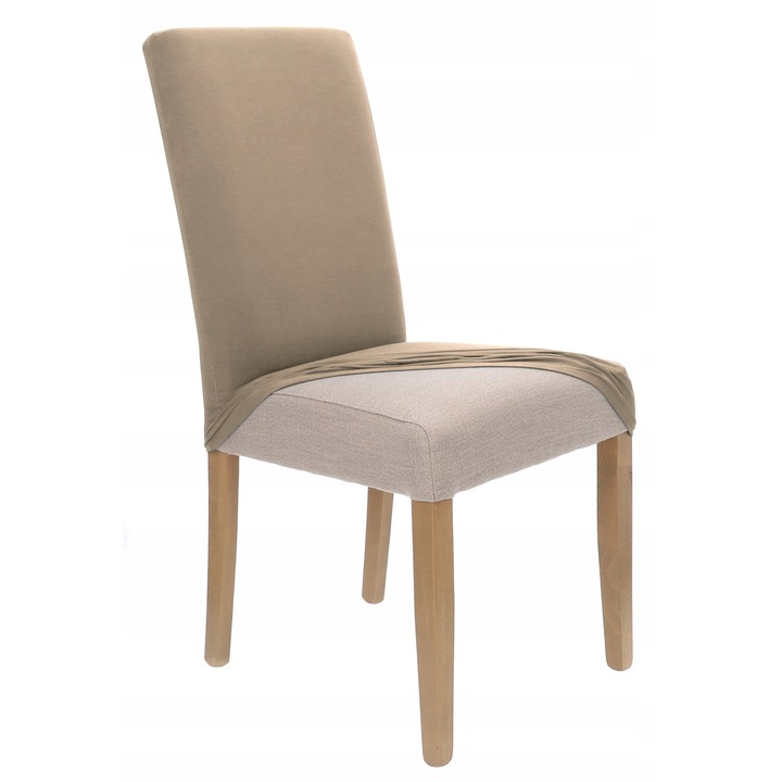 Husa pentru scaun, Ubieramy Meble, Imbracarea mobilierului, Universal, Elastic, Elastan, Protectie impotriva murdariei, 60 cm, Bej