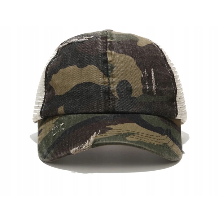 Női sapka lófarok kivágással, 52-65cm, többszínű