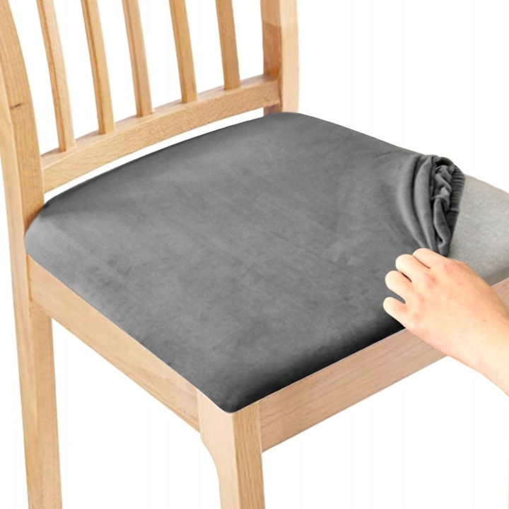 Husa pentru scaun, Ubieramy Meble, Imbracarea mobilierului, Universal, Elastic, Velur, Protectie impotriva murdariei, 40x40 cm, Gri grafit