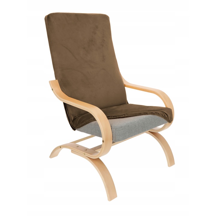 Husa pentru scaun, Ubieramy Meble, Imbracarea mobilierului, Universal, Elastic, Piele ecologica, Protectie impotriva murdariei, 100 cm, Maro inchis