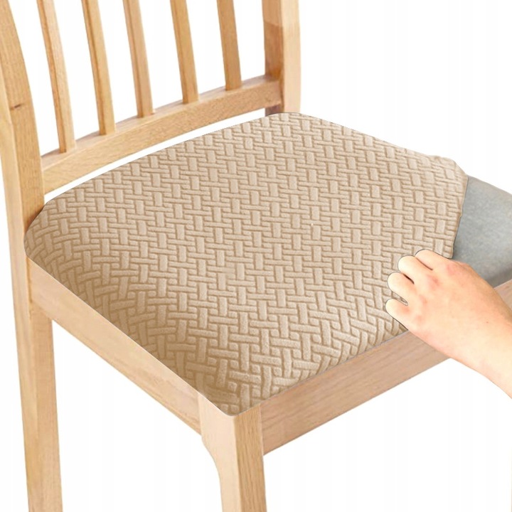 Husa pentru scaun, Ubieramy Meble, Imbracarea mobilierului, Universal, Elastic, Velur, Protectie impotriva murdariei, 40x40 cm, Bej inchis
